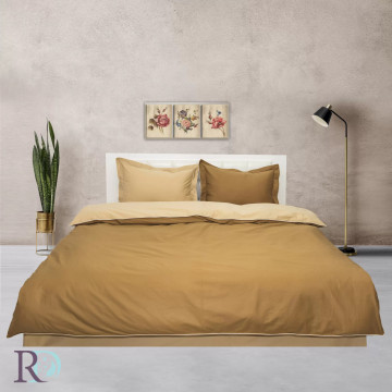 Lenjerie de pat cu 2 fețe Ohra Bejovo, 100% bumbac satin, muștar / crem, Roxyma Dream