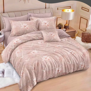 Lenjerie de pat dublă din policoton, 6 piese, 200×230 cm, roz, Super Elegant Pucioasa, R60-645
