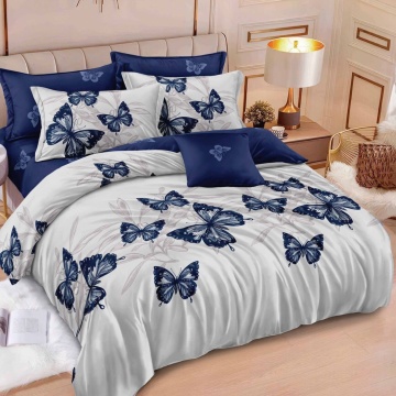 Lenjerie Finet 6 Piese Gri | Blue Navy Butterflies | Johnny Home