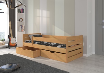 Pat copii ADRK BEMMA – 80x180 cm – cu somieră inclusă – cu ladă de depozitare – Fag – SKU CH-Bem-Bee-185-E2033