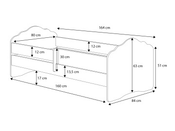 Pat copii ADRK CASIMO – 80x160 cm – Alb – vedere generală a produsului – fotografie suplimentară de catalog