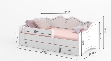 Pat copii ADRK EMKA Gray White – 80x160 cm – Alb – prezentare alternativă a modelului