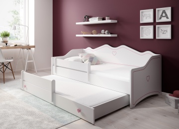 Pat copii ADRK EMKA II Pink – 80x160 cm – cu somieră inclusă – Alb / Roz