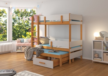 Pat copii ADRK ETAPO – 80x180 cm – cu ladă de depozitare – Arin / Gri – SKU CH-Eta-OLCH+G-188-E1089