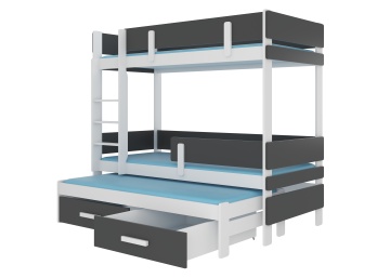 Pat copii ADRK ETAPO – 90x200 cm – Alb / Antracit – fotografie de catalog a modelului – cadru alternativ al produsului