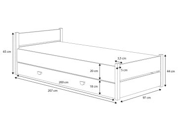 Pat copii ADRK MARCELLO – 90x200 cm – Alb – prezentare alternativă a modelului