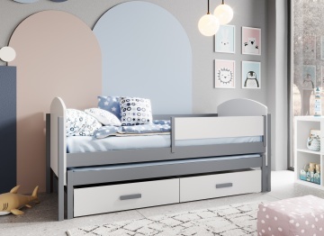 Pat copii ADRK Olen – 80x180 cm – Alb / Gri – fotografie de catalog a modelului