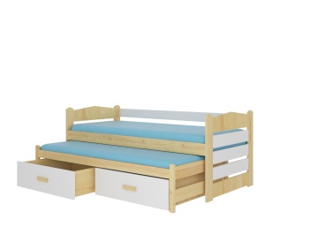 Pat copii ADRK TIARRO – 80x180 cm – Pin natural / Alb – fotografie de catalog a modelului
