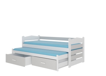 Pat copii ADRK TIARRO – 90x200 cm – Alb / Gri – fotografie de catalog a modelului