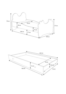 Pat copii ADRK Urs roz – 70x140 cm – Roz – prezentare alternativă a modelului – cadru alternativ al produsului
