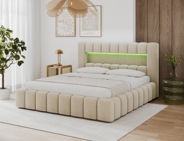 Pat tapițat ELTAP Lamica, 180x200 cm, bej, Monolith 04 – prezentare vizuală a designului – cadru alternativ al produsului