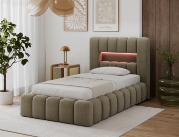 Pat tapițat ELTAP Lamica, 90x200 cm, maro deschis, Nube 20 – imagine de prezentare din galeria produsului – cadru alternativ al produsului