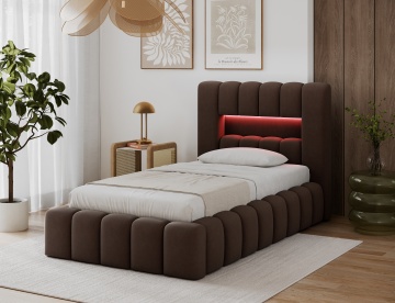 Pat tapițat ELTAP Lamica, 90x200 cm, maro închis, Nube 22 – imagine de prezentare din galeria produsului – cadru alternativ al produsului