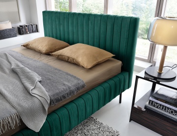 Pat tapițat ELTAP Plissa Bed, 140x200 cm, verde închis, Nube 35 – imagine de prezentare din galeria produsului