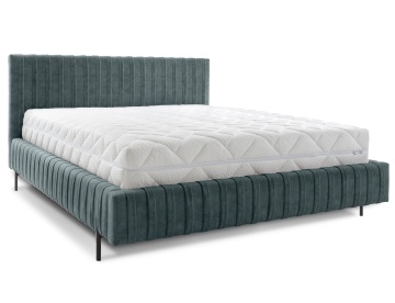 Pat tapițat ELTAP Plissa Bed, 140x200 cm, verde închis, Relax 38, CU SOMIERĂ METALICĂ, Mecanism pe gaz, CU LADĂ