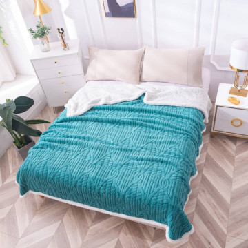 Patura Cocolino dubla cu blanita, pat 2 persoane, turquoise, PDBP-11