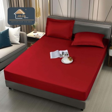 Husa de pat impermeabila cu elastic, policoton, 90/160/180x200 cm, Rosu, HIJ-06