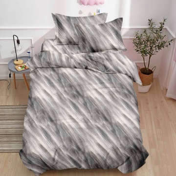 Lenjerie de pat 1 persoană Grey Abstract 4 piese, cu cearceaf cu elastic, Policoton – Johnny Home Pucioasa