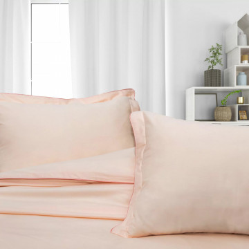Lenjerie de pat, 100% bumbac satin, roz piersică, Roxyma Dream – prezentare vizuală a produsului