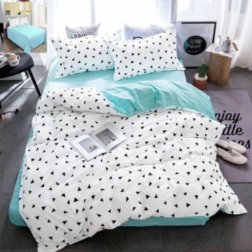 Lenjerie de pat cu 2 fete, policoton, 4 piese, pat 2 persoane, alb / turquoise, A50-84