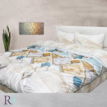 Lenjerie de pat Marble, 100% bumbac satin, alb / auriu, Roxyma Dream – imagine de catalog a produsului