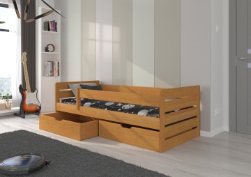 Pat copii ADRK BEMMA – 80x180 cm – cu somieră inclusă – cu ladă de depozitare – Arin – SKU CH-Bem-Al-185-E2036