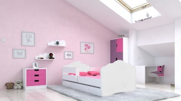 Pat copii ADRK CASIMO – 80x160 cm – Alb – fotografie de catalog, imagine 100649037