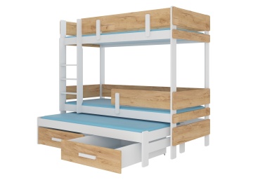 Pat copii ADRK ETAPO – 80x180 cm – Alb / Stejar Auriu – fotografie de catalog a modelului – cadru alternativ al produsului