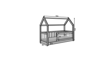 Pat copii ADRK Graja House – 80x180 cm – Pin – prezentare alternativă a modelului