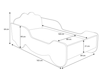 Pat copii ADRK KARETA – 80x160 cm – prezentare alternativă a modelului