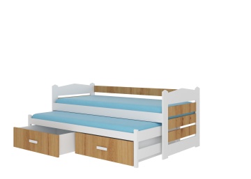 Pat copii ADRK TIARRO – 90x200 cm – Alb / Stejar Artisan – fotografie de catalog a modelului – prezentare suplimentară a modelului