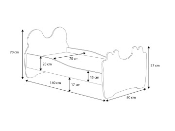 Pat copii ADRK Urs albastru – 70x140 cm – Albastru – prezentare alternativă a modelului
