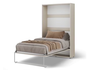 Pat rabatabil ADRK Vivario 120 – 120x200 cm – Cașmir – deschis cu lenjerie bej, vedere trei sferturi