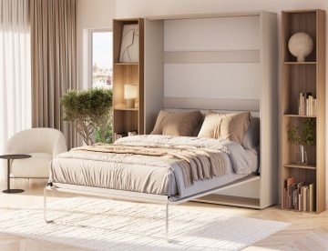 Pat rabatabil ADRK Vivario 140 – 140x200 cm – Cașmir – închis în ambient luminos, vedere laterală