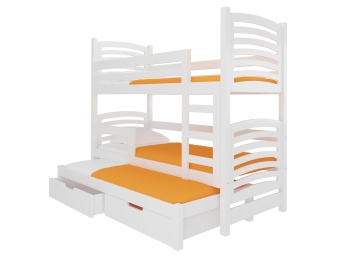 Pat supraetajat ADRK pentru 3 persoane SORIA – 75x180 cm – Alb – fotografie de catalog a modelului