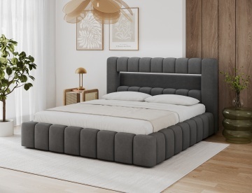 Pat tapițat ELTAP Lamica, 140x200 cm, gri închis, Monolith 97 – fotografie de catalog a modelului – cadru alternativ al produsului