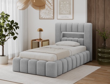 Pat tapițat ELTAP Lamica, 90x200 cm, gri, Nube 3 – fotografie de catalog a modelului – cadru alternativ al produsului