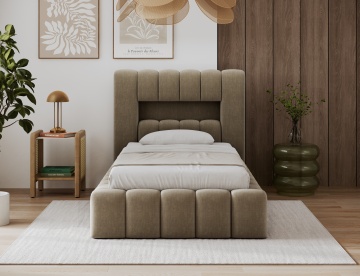 Pat tapițat ELTAP Lamica, 90x200 cm, maro deschis, Nube 20 – prezentare alternativă a modelului – cadru alternativ al produsului