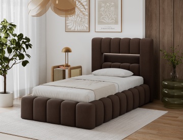 Pat tapițat ELTAP Lamica, 90x200 cm, maro închis, Nube 22 – fotografie de catalog a modelului – cadru alternativ al produsului