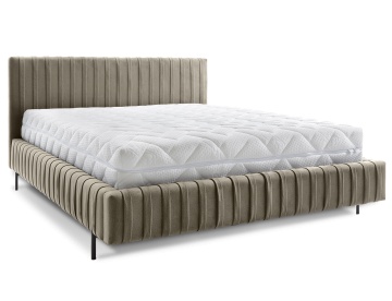 Pat tapițat ELTAP Plissa Bed, 180x200 cm, maro deschis, Nube 20, CU SOMIERĂ METALICĂ, Mecanism pe gaz, CU LADĂ