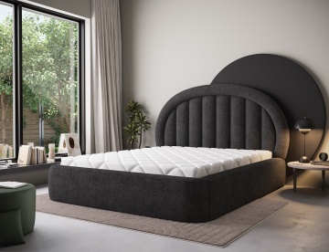 Pat tapițat ELTAP Tapedo Bed, 140x200 cm, gri închis, Royal 05 – prezentare vizuală a designului