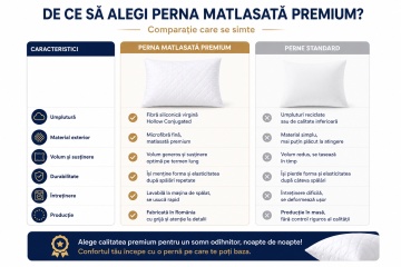 Comparație între perna matlasată premium 70x70 cm și o pernă standard