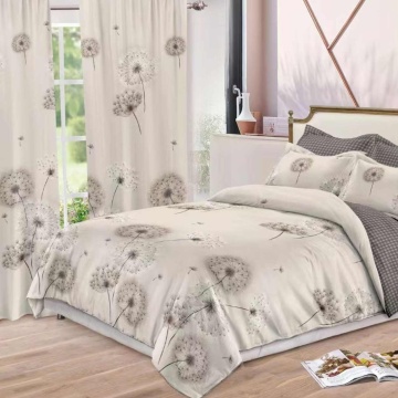 set complet format din lenjerie de pat si draperie, culoare grej
