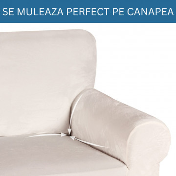 husa din catifea canapea 2 locuri culoare crem