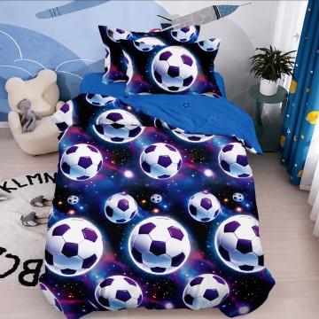 Lenjerie de pat 1 persoană Galaxy Football 4 piese, cu cearceaf cu elastic, Policoton – Johnny Home