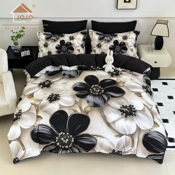 set lenjerie finet pat 2 persoane 6 piese floral 3d