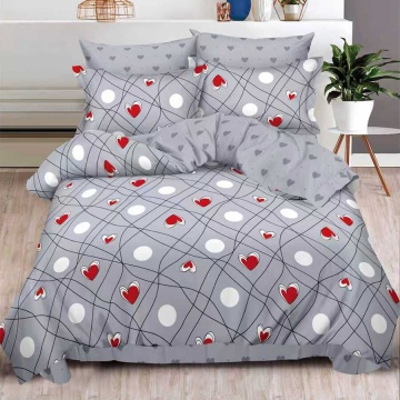 Lenjerie de pat cu cearceaf cu elastic, 6 piese, policoton, 200x230 cm, T84