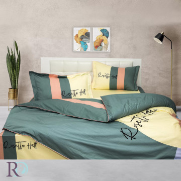 Lenjerie de pat Danica, 100% bumbac satin, crem / albastru, 4 piese, Roxyma Dream – fotografie de prezentare a produsului