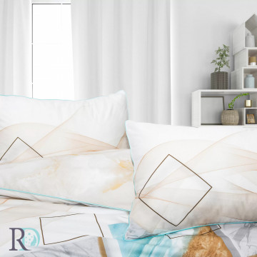 Lenjerie de pat Marble, 100% bumbac satin, alb / auriu, Roxyma Dream – prezentare vizuală a produsului