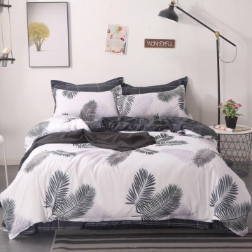 Lenjerie Pat Policotton 4 Piese | Johnny Home | Leaf Shadow | Alb-Gri | 200×230 cm